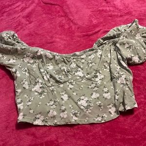 green floral hollister top